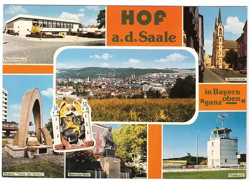AK, Hof a.d. Saale, sieben Abb., gestaltet, um 1985