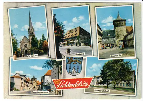 AK, Lichtenfels Ofr., fünf Abb., gestaltet, 1966