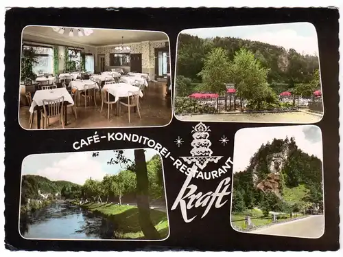 AK, Rupprechtstegen 10, Konditorei - Café Kraft, vier Abb., gestaltet, 1964