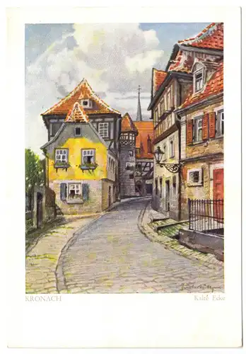 AK, Kronach, Kalte Ecke, Künstlerkarte Gustav Lüttgens, um 1955