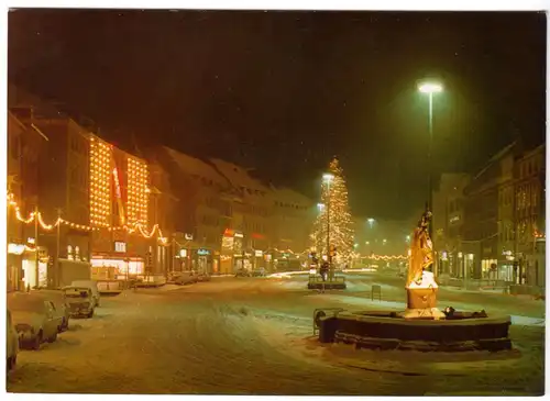 AK, Bayreuth, Marktplatz im Weihnachtsglanz, Version 2, um 1980