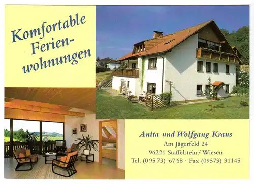 AK, Staffelstein OT Wiesen, Ferienwohnungen Anita + Wolfgang Kraus, 2 Abb., 1995