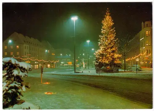 AK, Bayreuth, Luitpoldplatz im Weihnachtsglanz, Version 1, um 1980