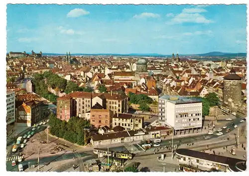 AK, Nürnberg, Stadtpanorama mit Burg und Plärrer, um 1967