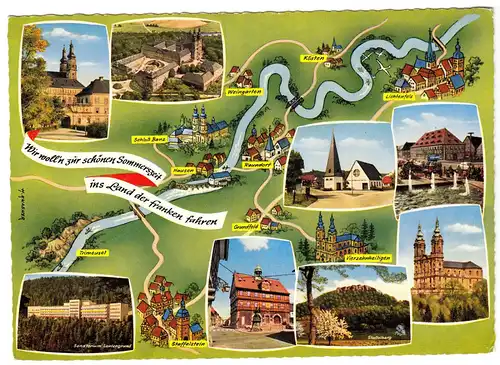 AK, Frankenland bei Lichtenfels, neun Abb. und Landkarte, um 1968