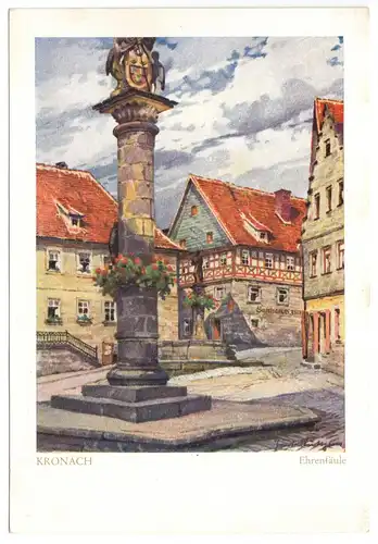 AK, Kronach, Ehrensäule, Künstlerkarte Gustav Lüttgens, um 1955