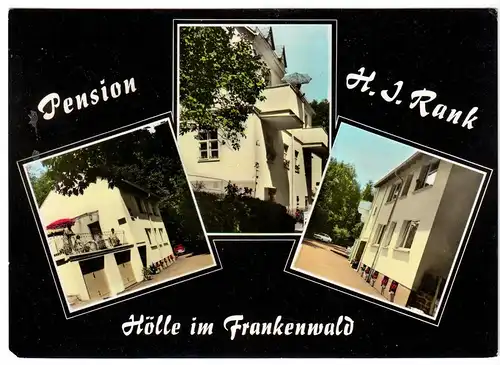 AK, Hölle im Frankenwald, Pension H. J. Rank, drei Abb., um 1975