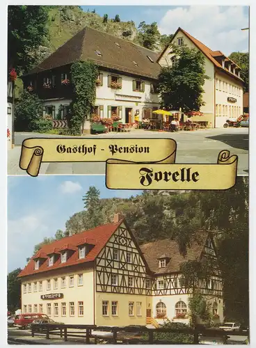 AK, Weihersmühle bei Weismain, Gasthof und Pension "Forelle", zwei Abb., um 1980