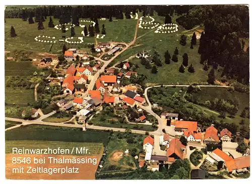 AK, Reinwarzhofen Mfr. bei Thalmässing, Luftbild mit Zeltlagerplatz, 1975