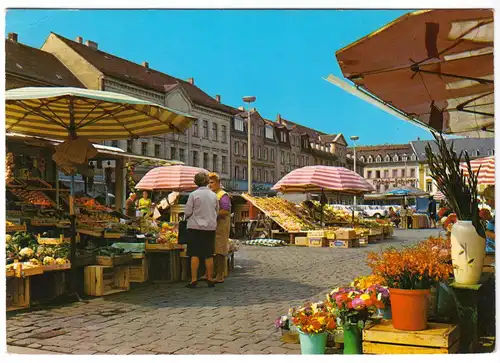 AK, Fürth, Fürther Freiheit mit Markttreiben, um 1970