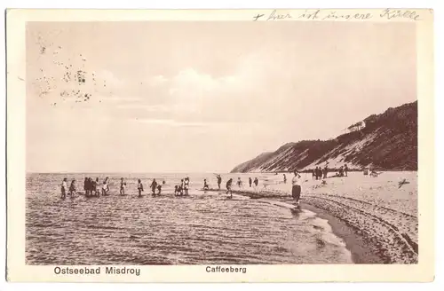 AK, Ostseebad Misdroy, Międzyzdroje, Strandpartie mit Caffeeberg, 1924