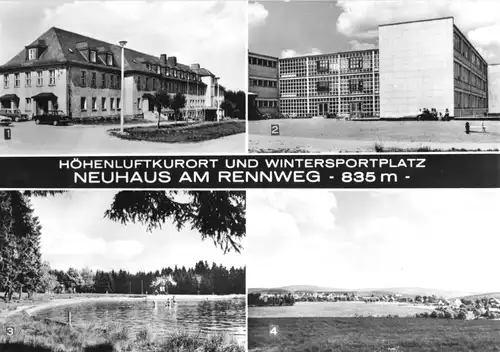 AK, Neuhaus am Rennweg, vier Abb., u.a. Schule, 1970