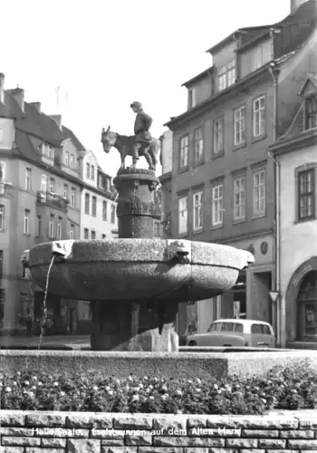 AK, Halle Saale, Eselsbrunnen auf dem Alten Markt, 1976