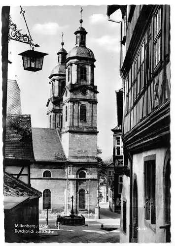 AK, Miltenberg Main, Durchblick zur Kirche, um 1961