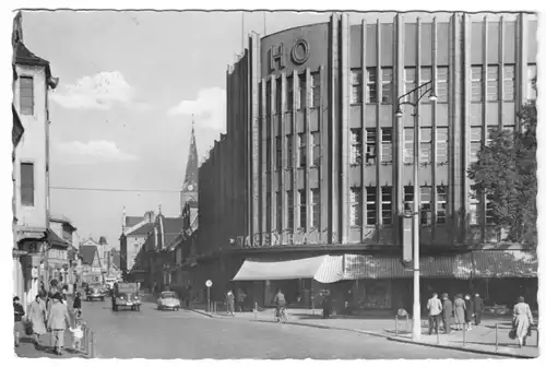 AK, Stendal, Breitestraße mit HO-Warenhaus, belebt, 1958