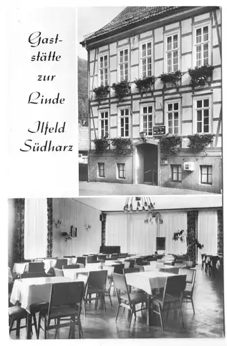 AK, Ilfeld Südharz, Gaststätte zur Linde, zwei Abb., um 1980