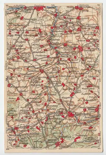 AK mit Landkarte, Eisenberg und nördliche Umgebung, um 1923