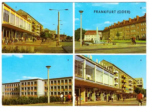 AK, Frankfurt Oder, vier innerstädtische Abb., 1974