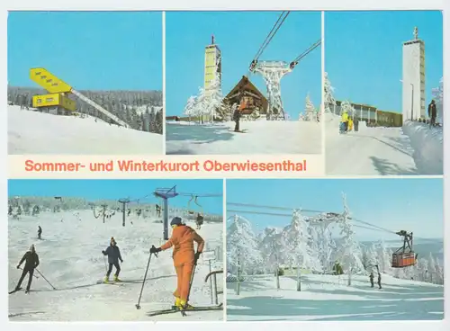 AK, Kurort Oberwiesenthal, Gruß vom Fichtelberg, fünf Wintermotive, 1978