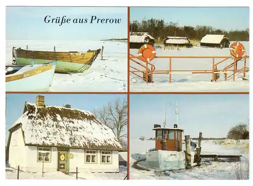 AK, Prerow Kr. Ribnitz-Damgarten, vier Wintermotive, 1987