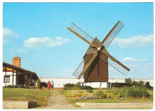 AK, Fahrland Kr. Potsdam, Windmühle mit Restaurant Mühlenbaude, Version 2, 1989