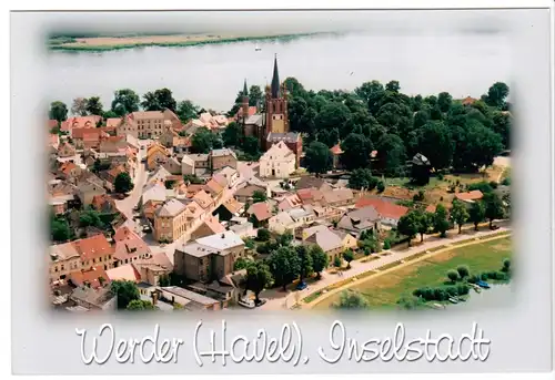 AK, Werder Havel, Luftbildansicht der Insel, Echtfotokarte, um 2000