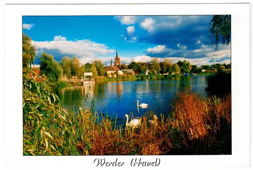 AK, Werder Havel, Blick zur Insel mit Kirche, Version 2, Echtfotokarte, um 2000