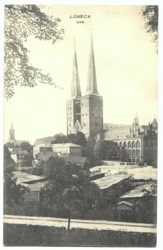 AK, Lübeck, Blick zum Dom, 1909