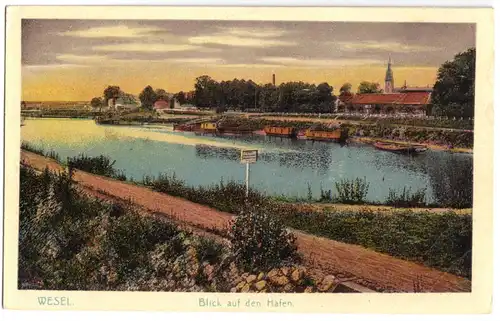 AK, Wesel, Blick auf den Hafen, um 1925