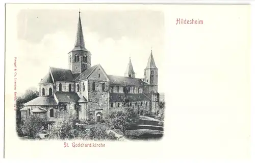 AK, Hildesheim, St. Godehardikirche, Lichtdruck, um 1900