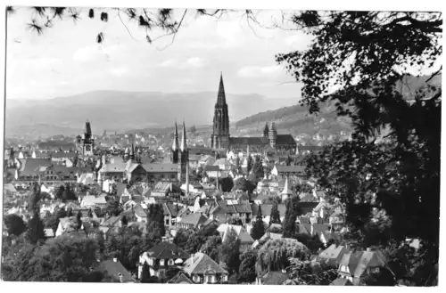AK, Freiburg i. Breisgau, Teilansicht, 1955