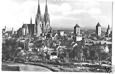 AK, Regensburg, Teilansicht mit  Dom, ca. 1960