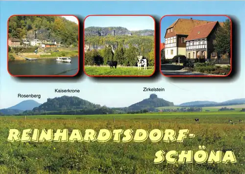 AK, Reinhardtsdorf-Schöna Sächs. Schweiz, vier Abb., gestaltet, um 1998