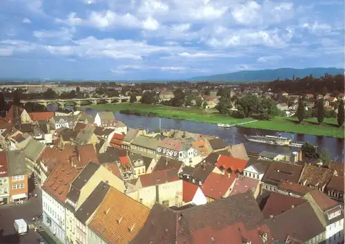 AK, Pirna, Blick über die Altstadt mit Elbbrücke, um 2000