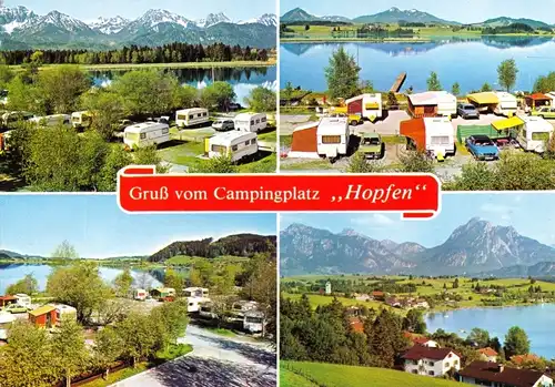 AK, Hopfen am See, Campingplatz "Hopfensee", vier Abb., um 1990