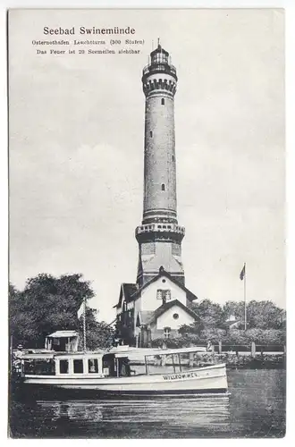 AK, Swinemünde, Świnoujście, Leuchtturm Osternothafen, Dampfer Willkommen, 1910