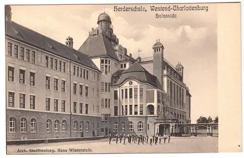 AK, Berlin Westend - Charlottenburg, Herderschule, Hofansicht, 1910