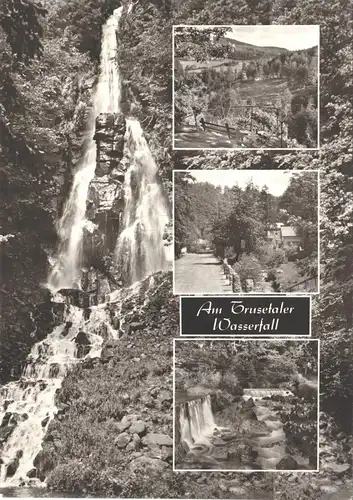AK groß, Trusetal, Am Trusetaler Wasserfall, 4 Abb., gestaltet, 1972