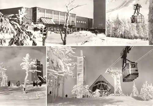 AK groß, Kurort Oberwiesenthal, Winter auf dem Fichtelberg, vier Abb., 1983