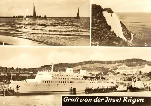 AK groß, Insel Rügen, Gruß von der Insel Rügen, drei Abb., 1971