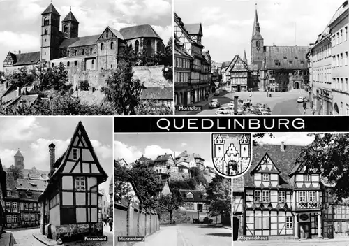 AK groß, Quedlinburg, 5 Abb., u.a. Finkenherd, 1972