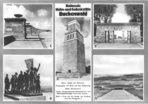 AK groß, Weimar, Mahn- und Gedenkstätte Buchenwald, fünf Abb., 1966
