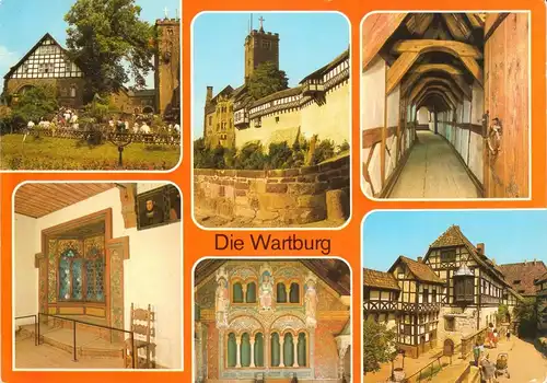 AK groß, Eisenach, Die Wartburg, sechs Abb., 1986