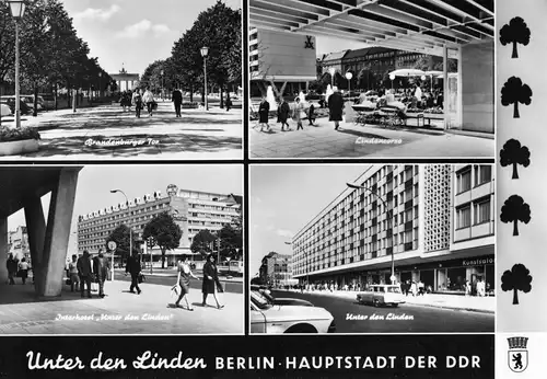 AK Großformat, 21 x 15 cm, Berlin Mitte, Unter den Linden, vier Abb., 1969