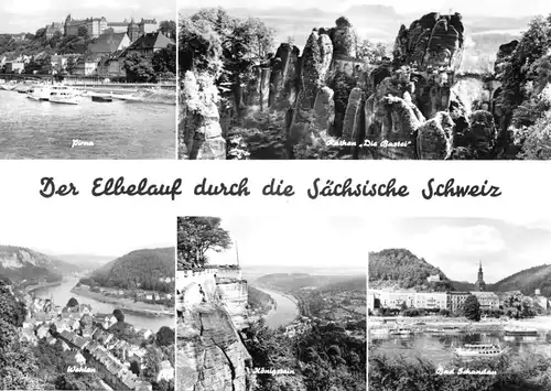 AK groß, Der Elblauf durch die Sächsische Schweiz, fünf Abb., 1974