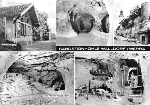AK groß, Walldorf Werra, Sandsteinhöle, fünf Abb., 1974