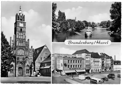 AK, Brandenburg Havel, drei Abb. u.a. HO-Warenhaus 1962