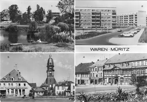 AK, Waren Müritz, vier Abb., 1984