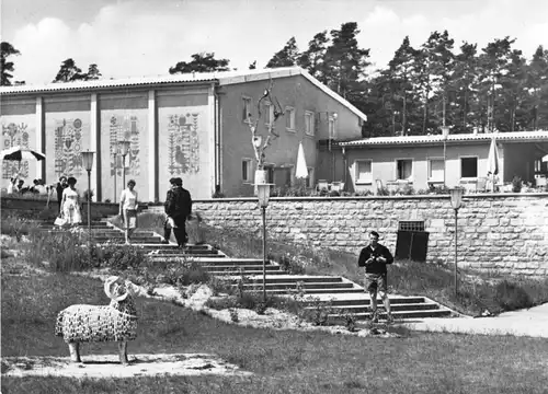 AK, Klink Kr. Waren Müritz, FDGB-Urlaubersiedlung, Aufgang zur Terrasse, 1967