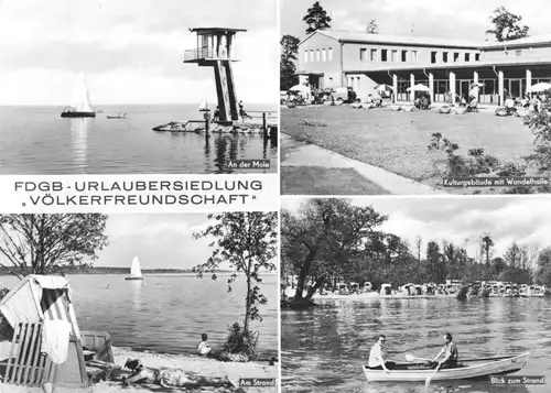 AK, Klink Kr. Waren Müritz, FDGB-Urlaubersiedlung, vier Abb., 1971